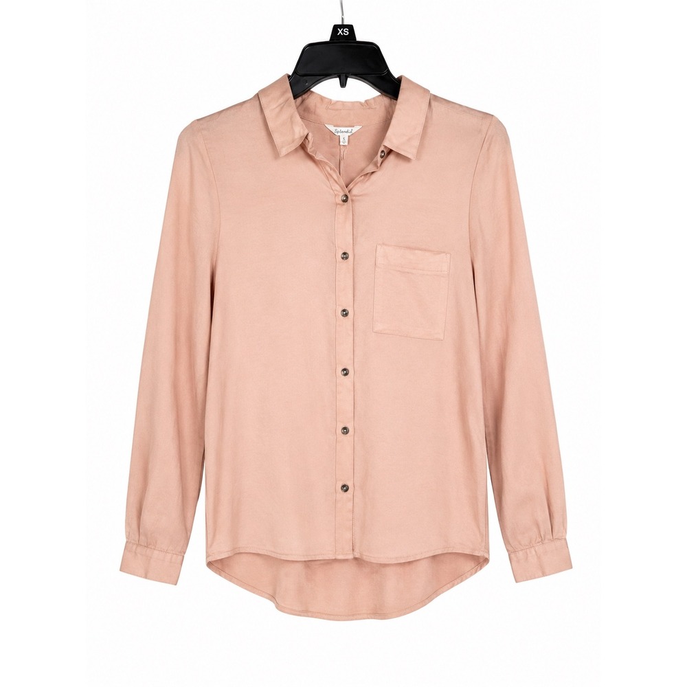 Splendid Collection Womens Blush Pink Long Sleeve Button‎ Down Shirt Size Small